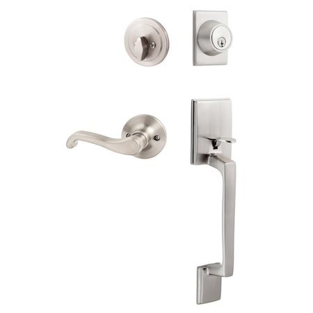 Sure-Loc Hardware Sure-Loc Hardware Coronado Handleset with Round Thumb Turn, Sage Lever Handleset Trim, Satin Nickel, Left Hand CN507-R-SG LH 15